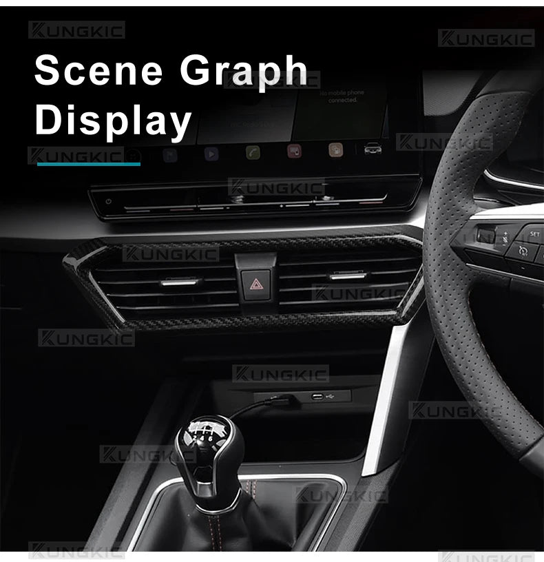 Real Hard Carbon Fiber Center Console Air Outlet Trim for Cupra Leon