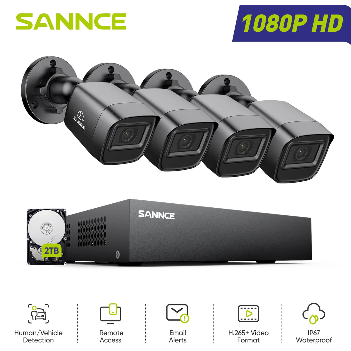 8 Channel 1080P DVR Security Camera System with 4 Cameras
