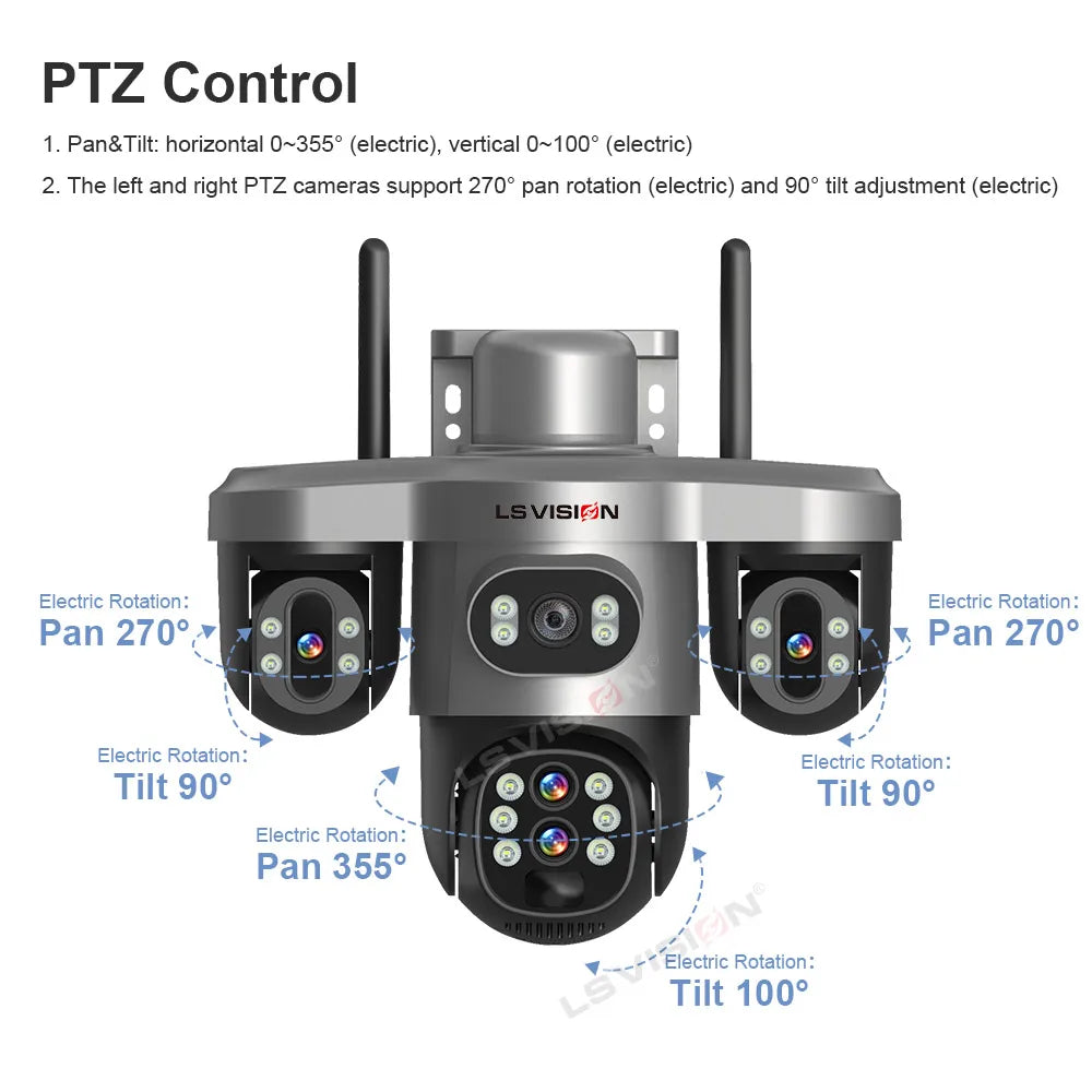 Соларна охранителна камера 20MP с 10X оптично увеличение PTZ IP66