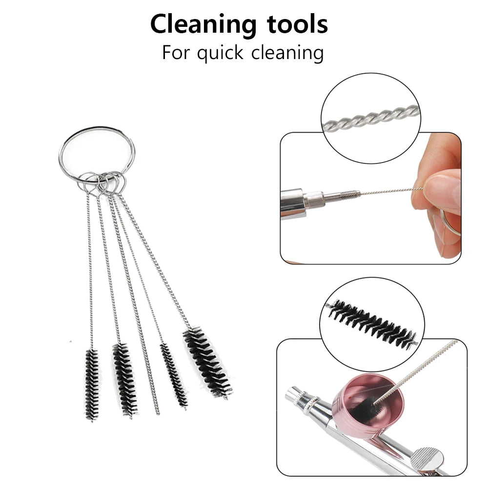 Airbrush Spray Gun for Painting Nails Modeling Crafts Cake Mini Spray Gun 0.3mm Nozzles Portable Airbrush Gun with Cleaning Kit