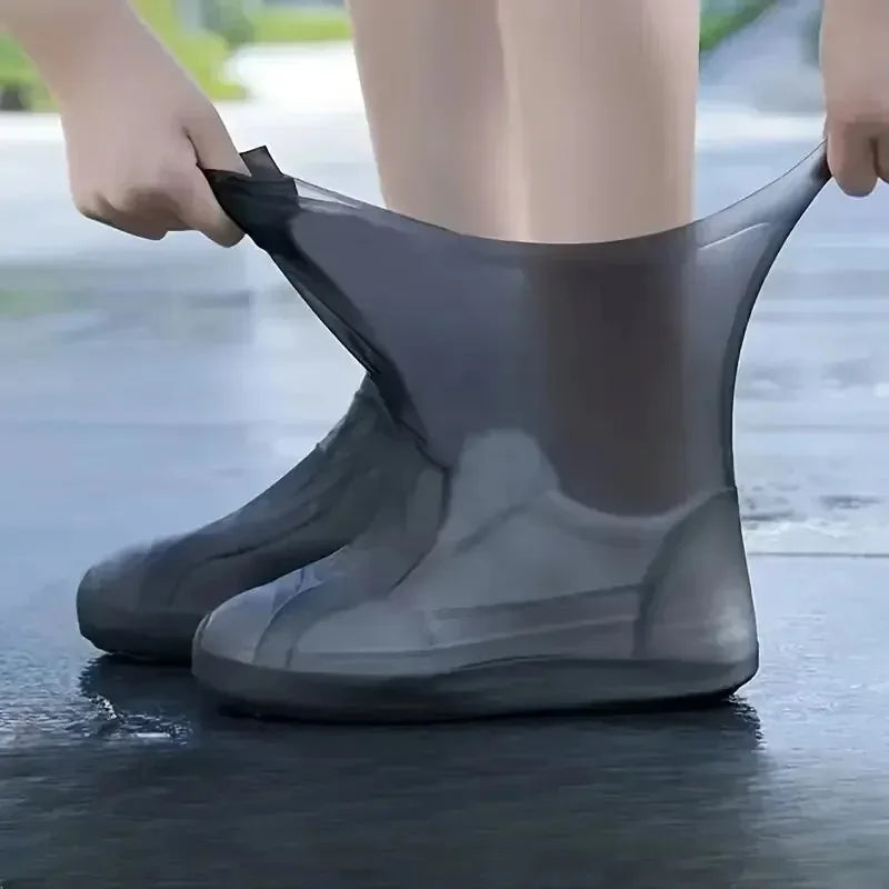 1 Pair Latex WaterProof Shoe Covers Lip-resistant Rubber Rain Boot Rain Gear Overshoes Accessories for Outdoor Rainy Day