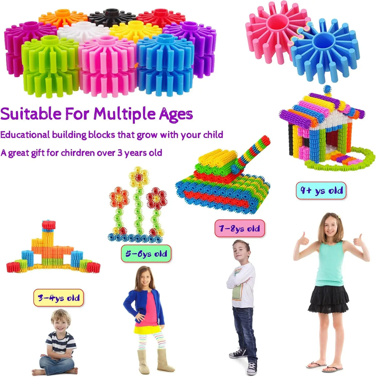 Interlocking Gear Construction Blocks, Selected Piece Count