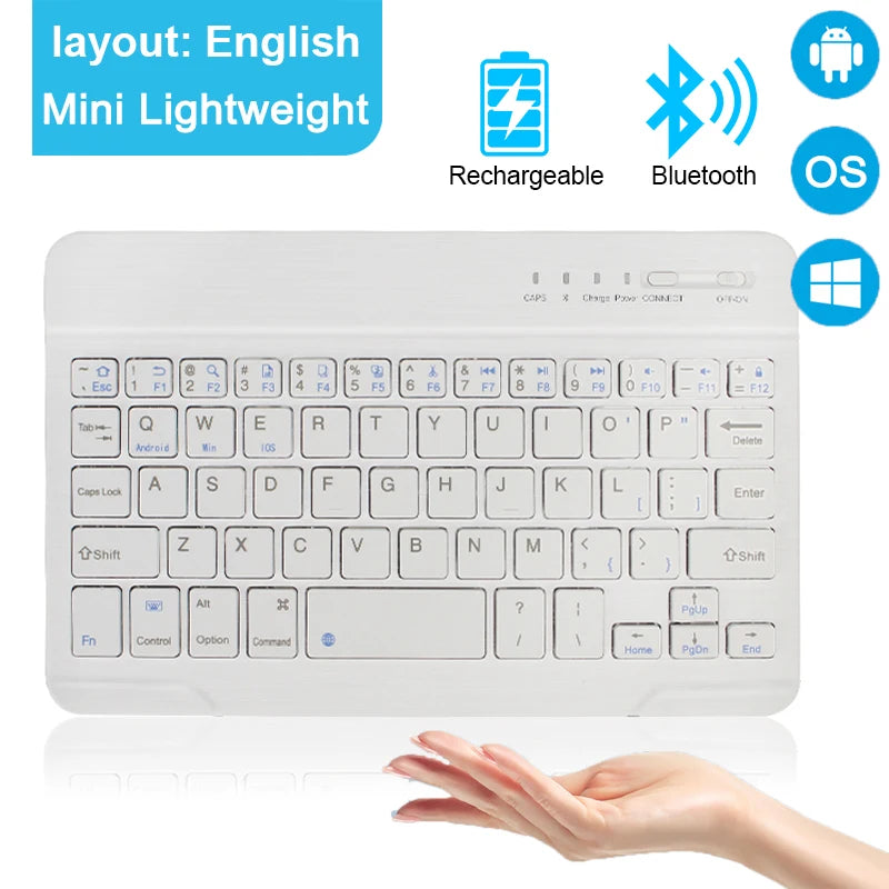 Compact Rechargeable Bluetooth Keyboard, English Layout