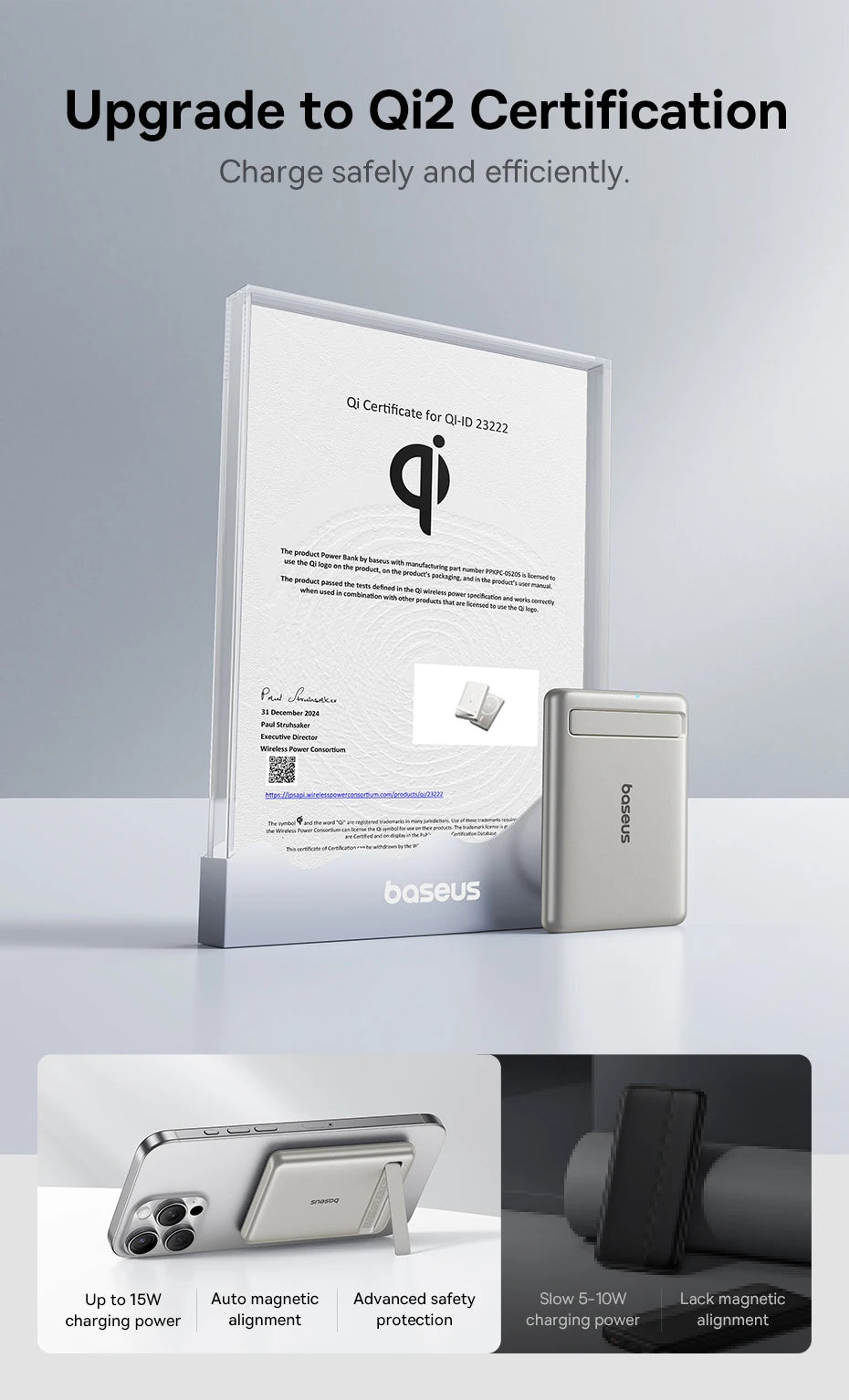 Baseus Qi2 Magnetic Power Bank with Kickstand 5000mAh