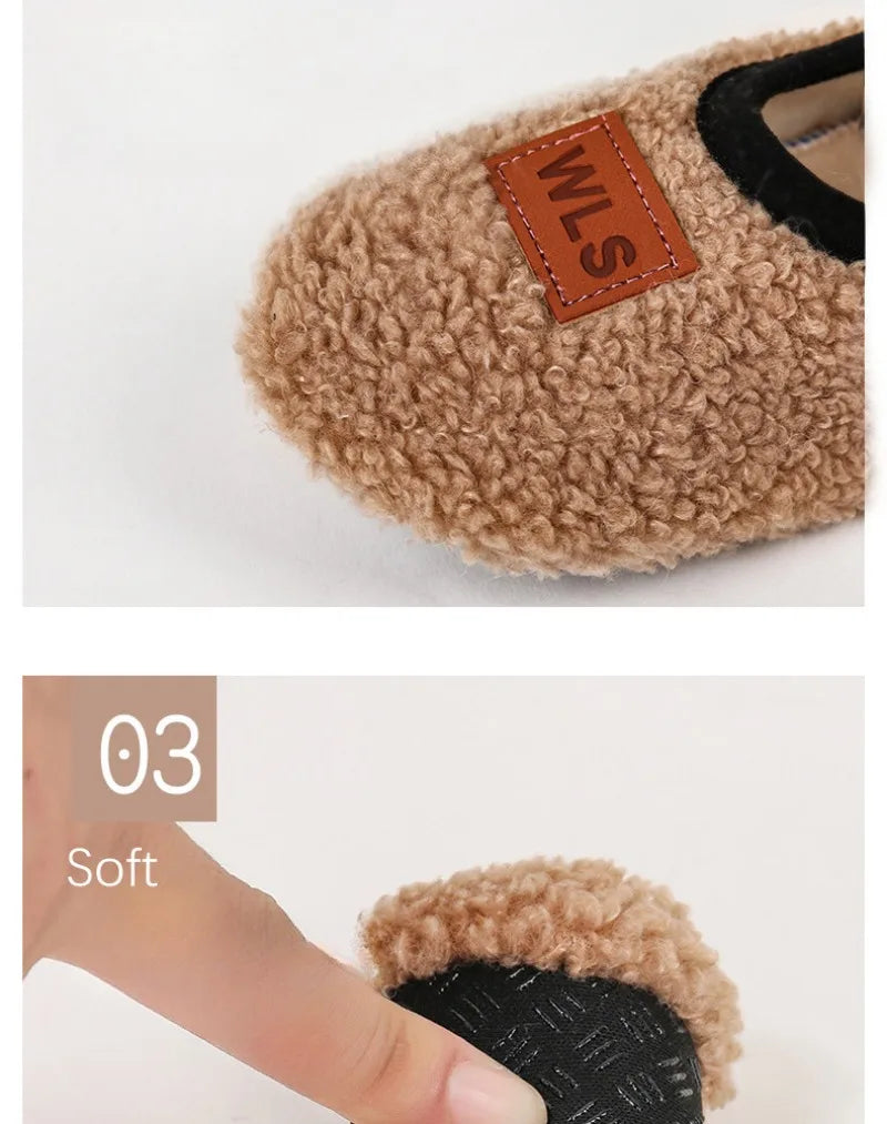 Autumn Winter Baby Slippers with Plush Anti‑Slip Comfort