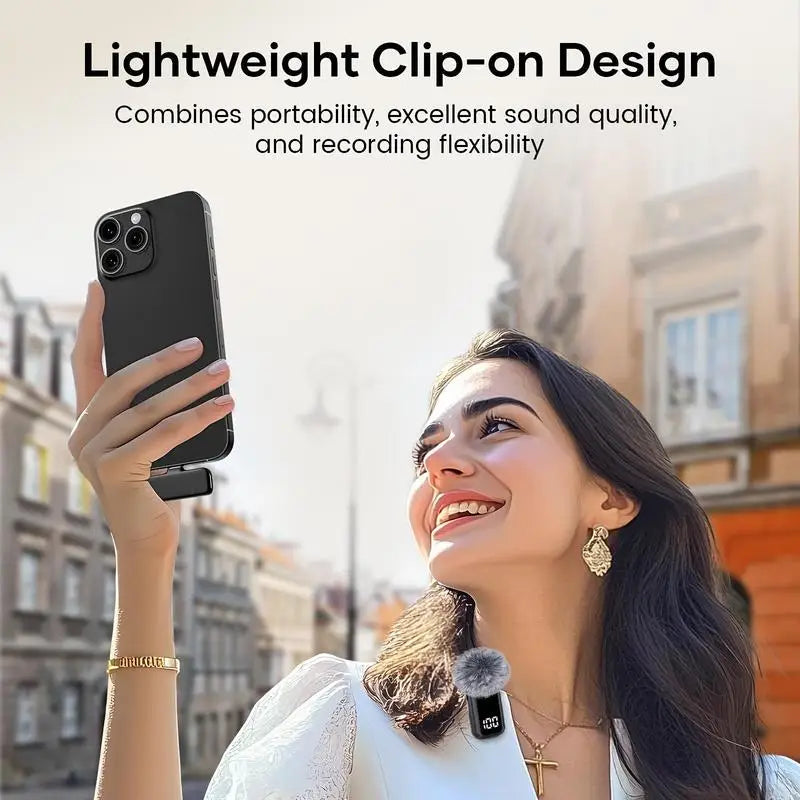 Wireless Lavalier Microphone with Charging Case and 36-Hour Battery