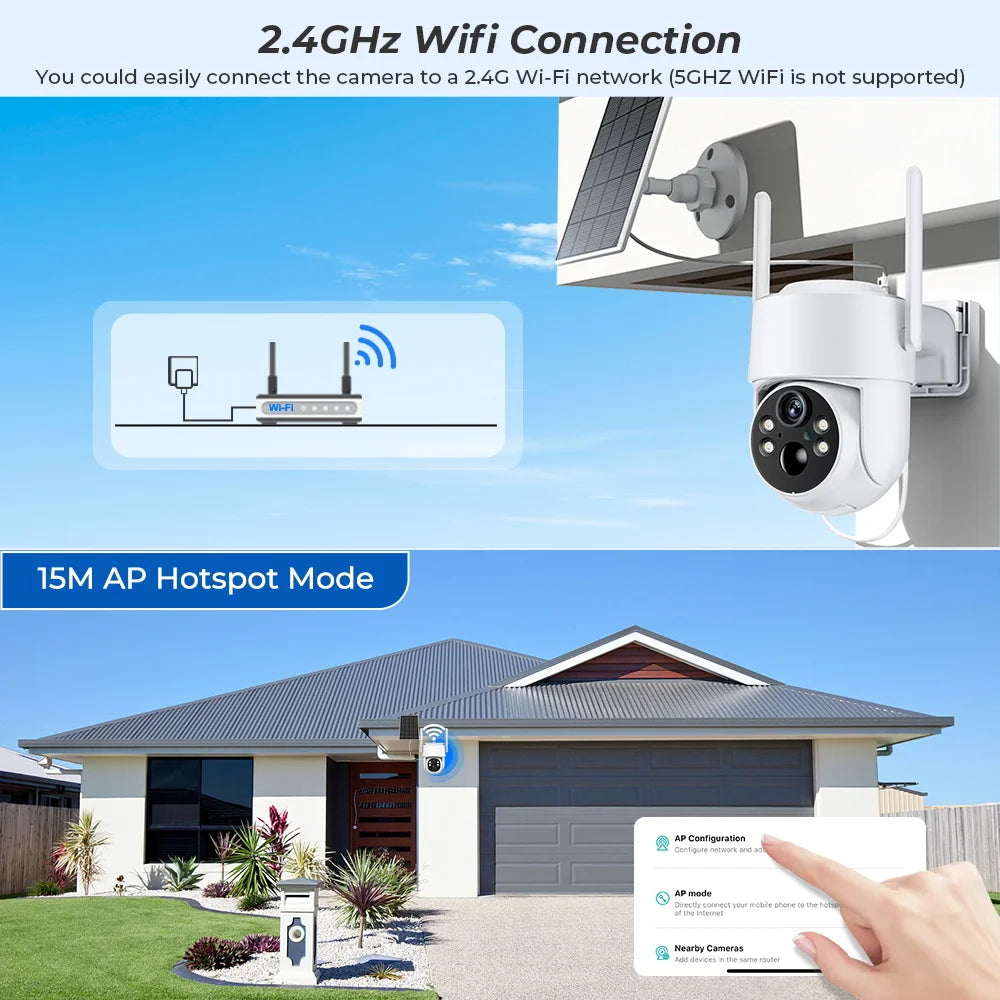 WiFi PTZ Camera Outdoor Wireless Solar IP Camera 4MP HD Built-in Battery Video Surveillance Camera Long Time Standby iCsee APP