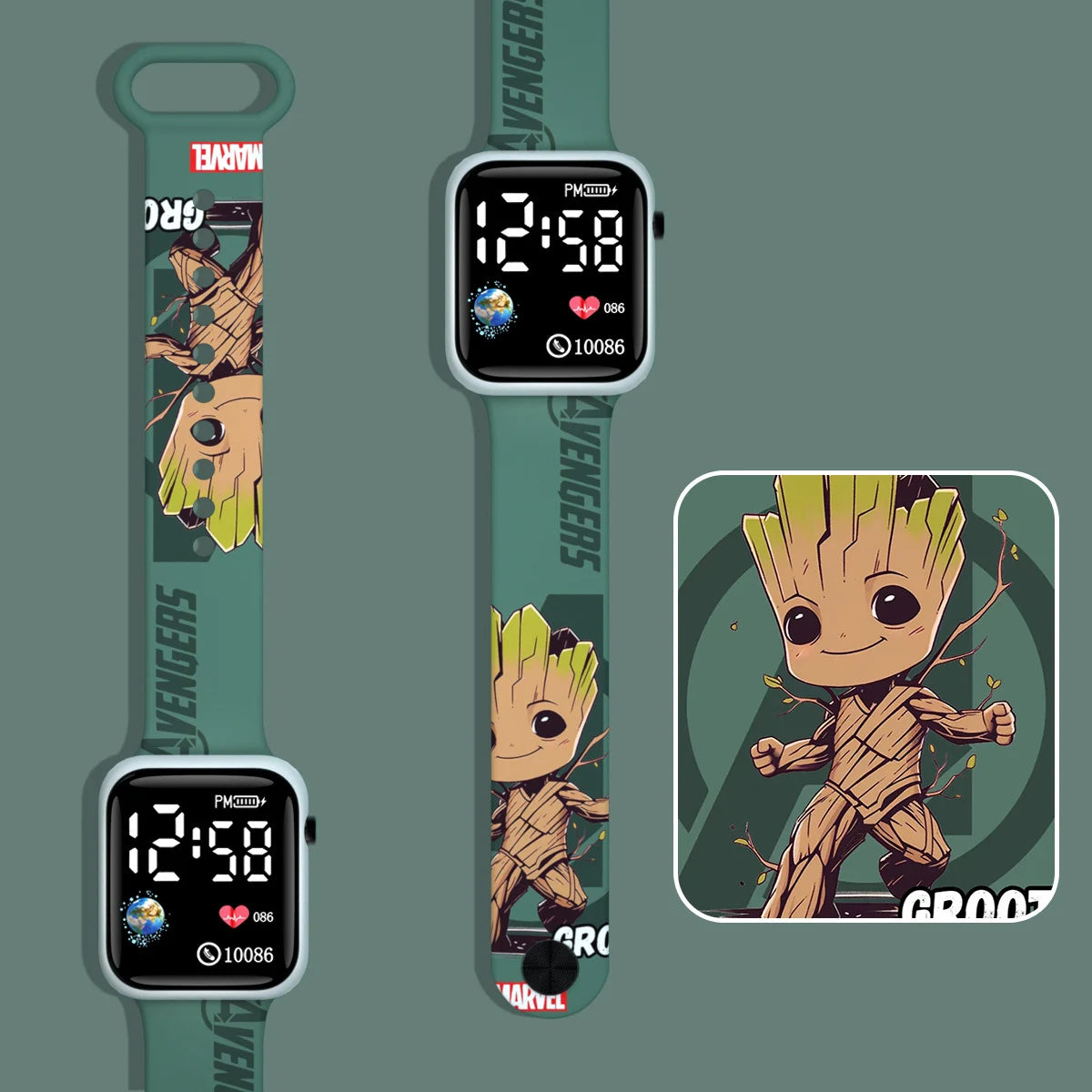 Çizgi Film Örümcek Adam Çocuk Saati LED Ekranlı