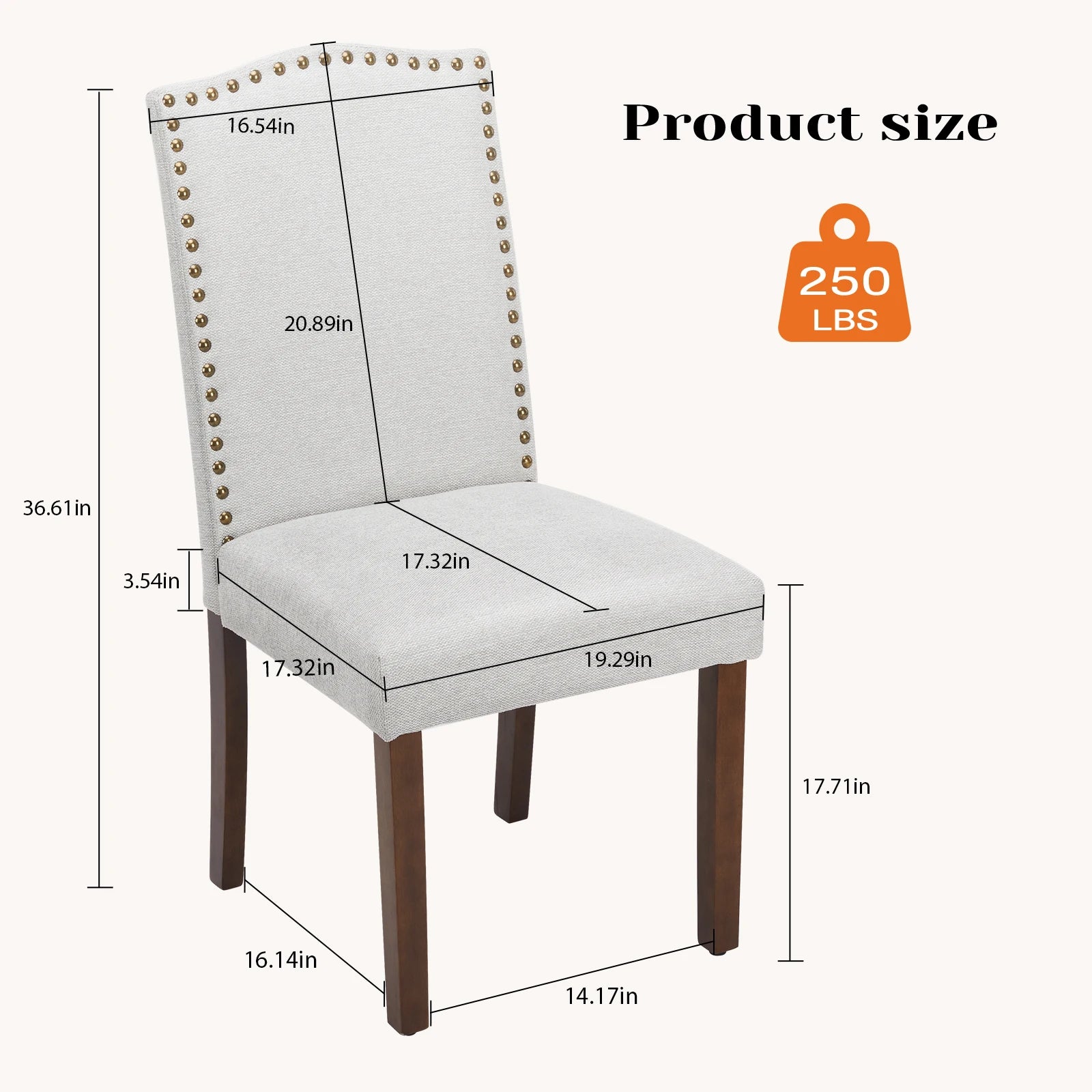 Upholstered Dining Chairs Set of 2 with Padded Backrest Cushion