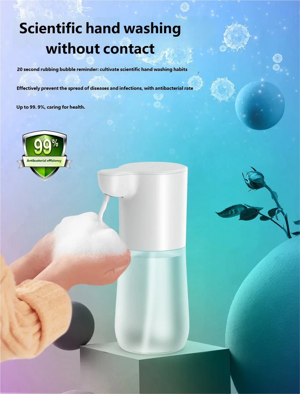 Inteligentný senzorový automatický dávkovač mydla 600 ml USB nabíjateľný bezdotykový pena dávkovač