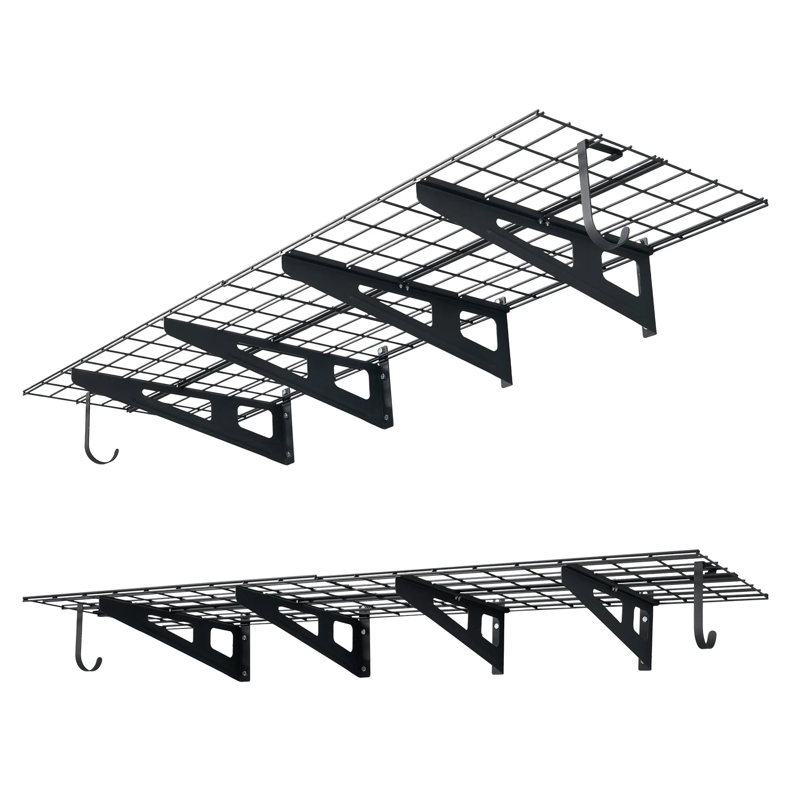 Heavy Duty Garage Wall Shelves 2-Pack 500 lbs Each with Hooks