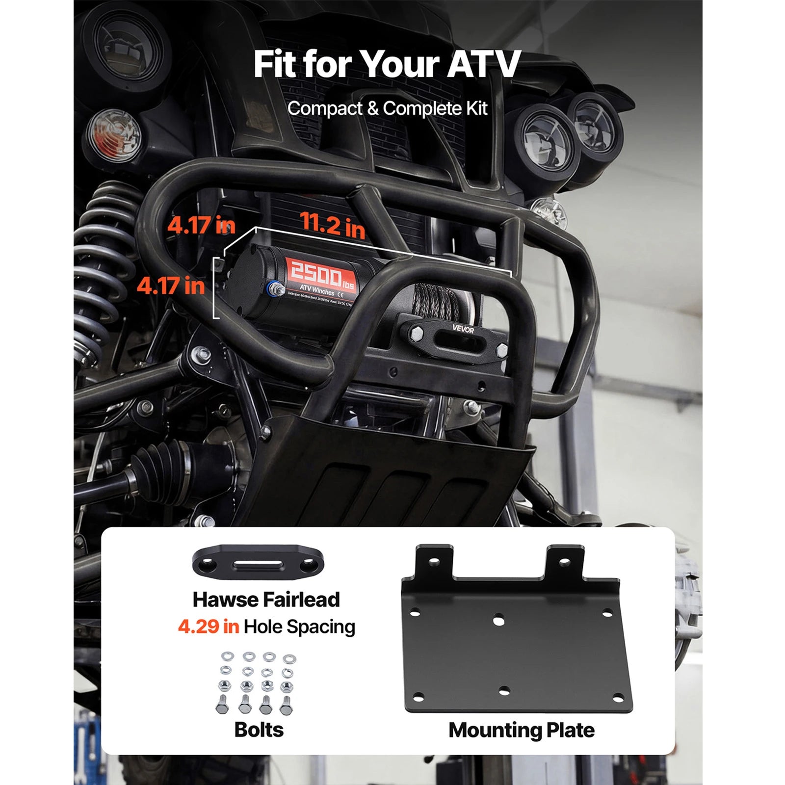 12V ATV Winch 2500–3500lbs with Synthetic Rope & Wired Remote