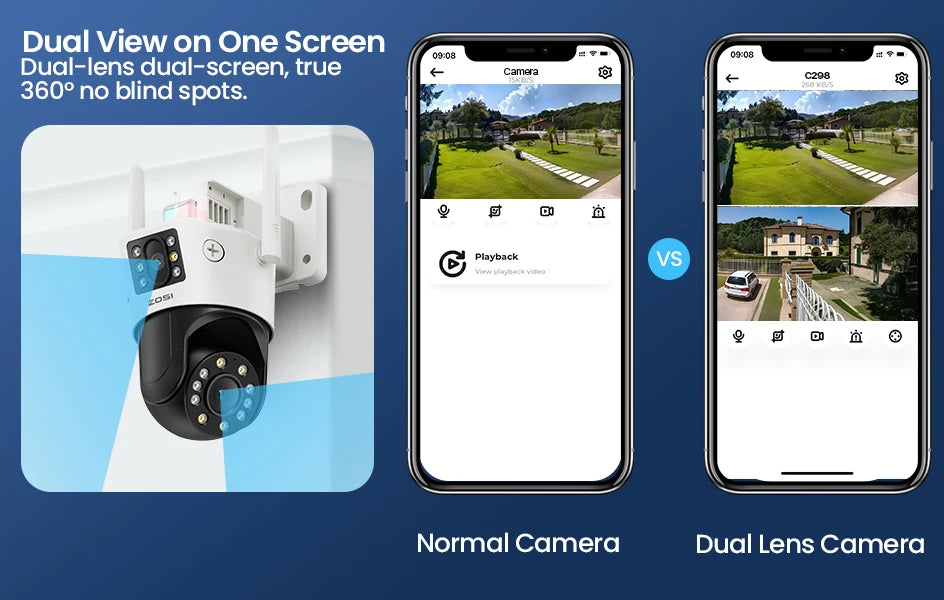 ZOSI 8MP Dual-Lens WiFi PTZ Outdoor Security Camera