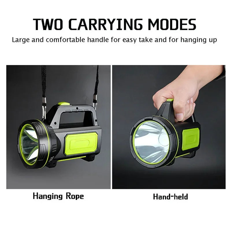 Ladattava LED-käsivalonheitin, IP65, sivuvalolla
