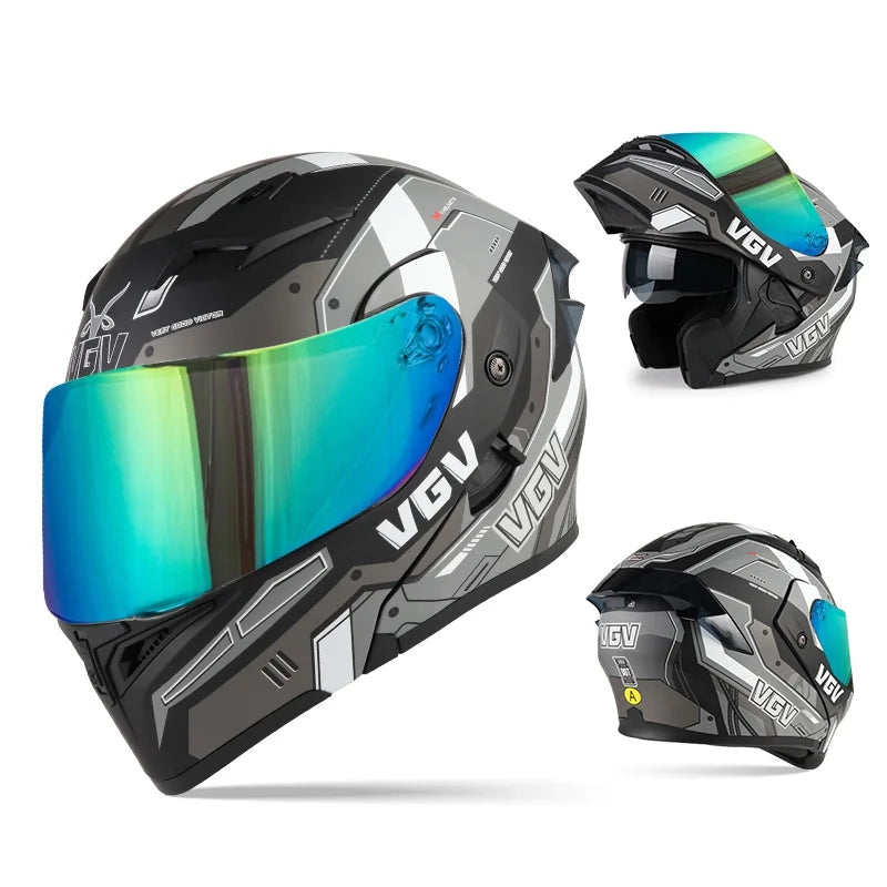VGV 91 Flip Motorcycle Helmet, Dual-Lens, DOT Certified