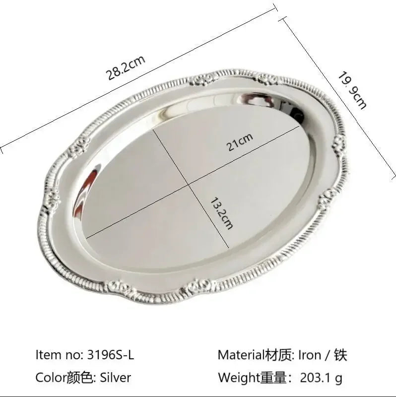 Tablett in Vintage-Optik mit Prägemuster in Silberoptik