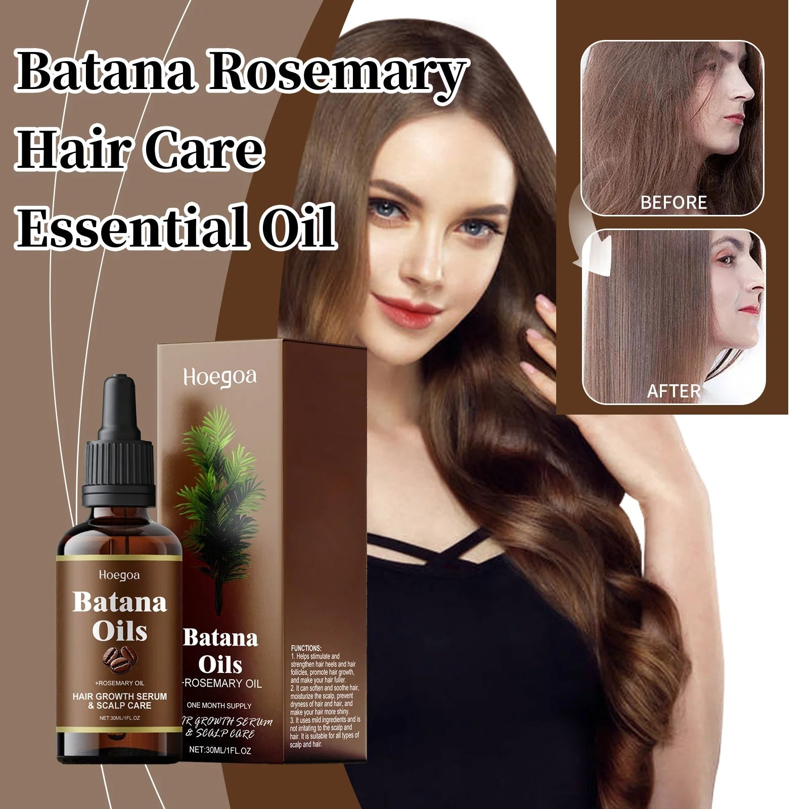 Batana Rosemary Hair Care Essential Oil Nourish Moisturize Improve Hair Quality Reduct Hair Loss Prevent Split Hair Care Product
