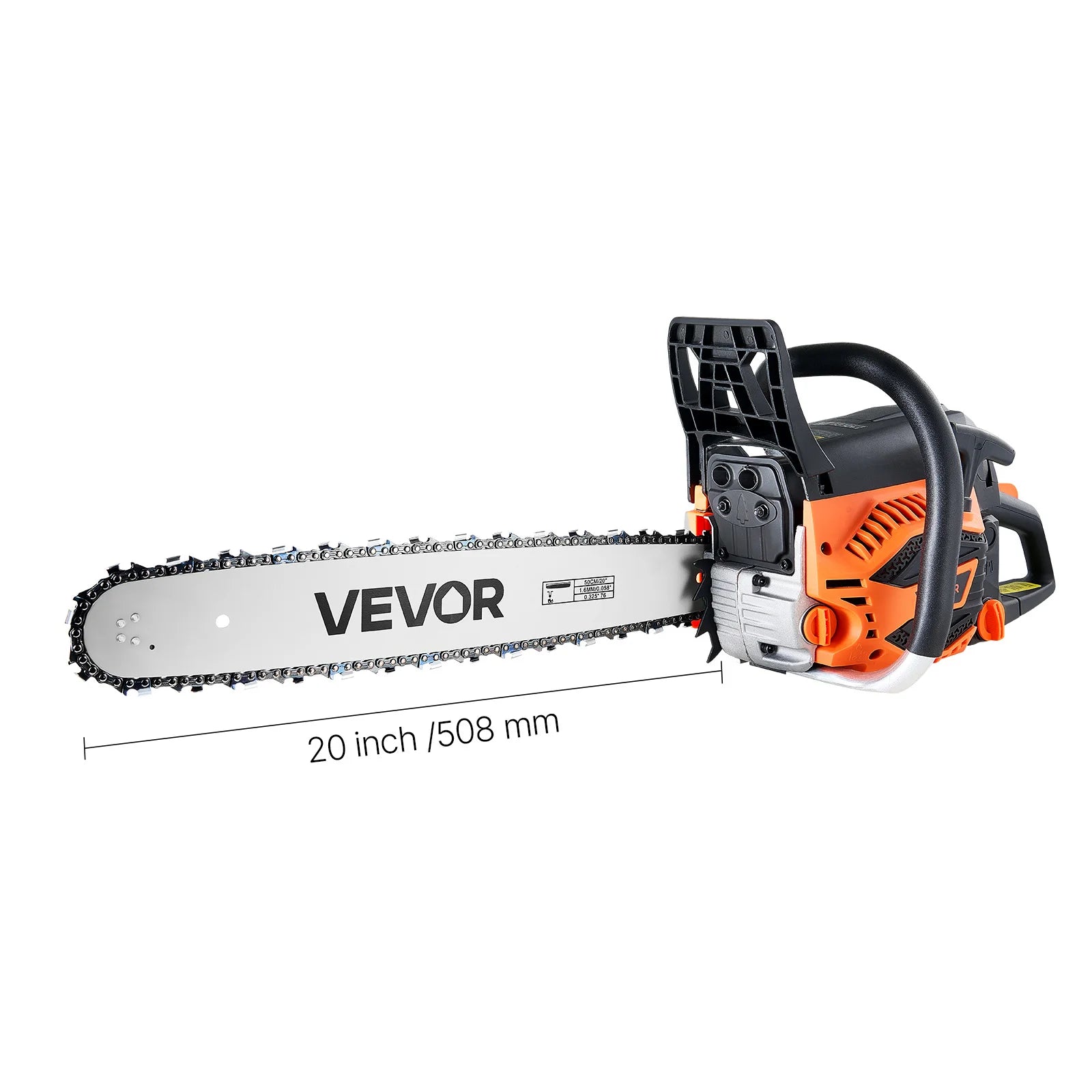 Benzínová řetězová pila 62cc, 3,8 HP, lišta 20 palců pro řezání velkého dřeva
