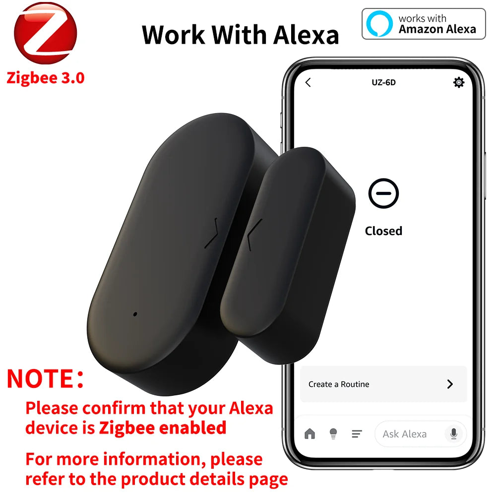 Zigbee 3.0 Contact Sensor Door Sensor Window Sensor Zigbee Hub Required Workwith Home Assistant Yandex Alexa ZHA Zigbee2MQTT HA