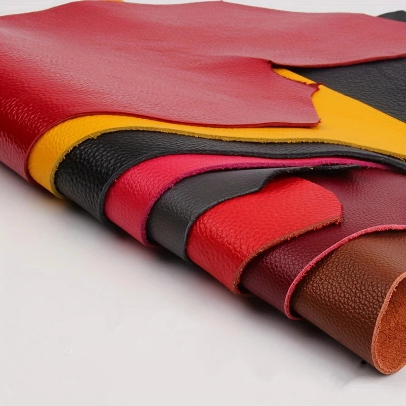 5 Pieces of Mixed-Color Cow Leather Scraps for DIY Leather Crafts, Different Colored Leather Materials