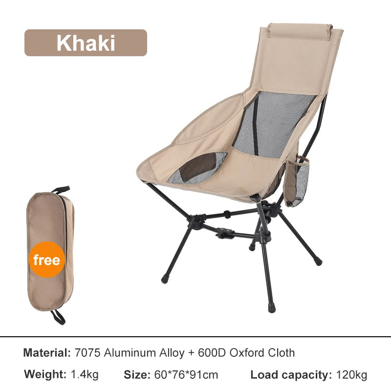 Portable Camping Chair with Headrest, 330 lb Folding Seat