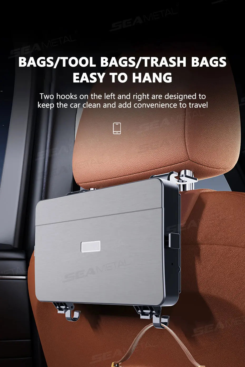 SEAMETAL Foldable Car Seat Tray Table Portable Compact Vehicle Back Seat Table for Kids Stable Backseat Snacks Tray/Drink Holder