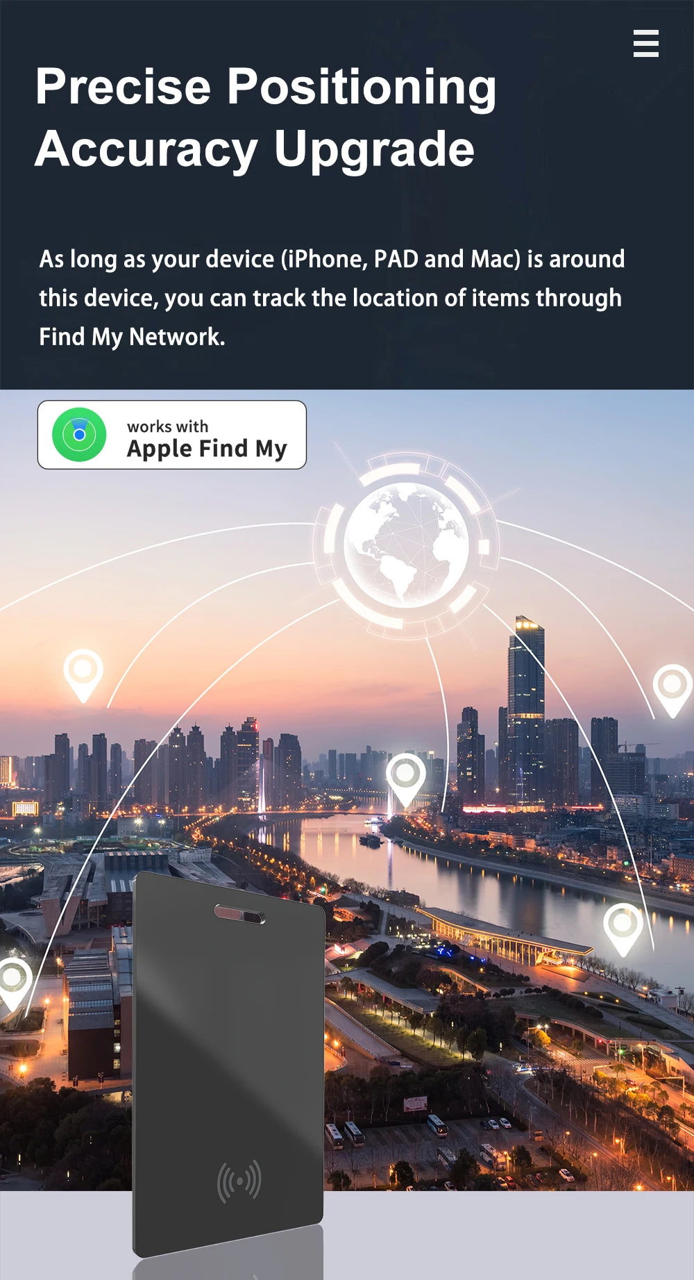 Wallet Tracking Card Ultra-thin GPS Location Smart Anti-loss Tag for Smart Phone Find My Bluetooth Device Wireless Charging