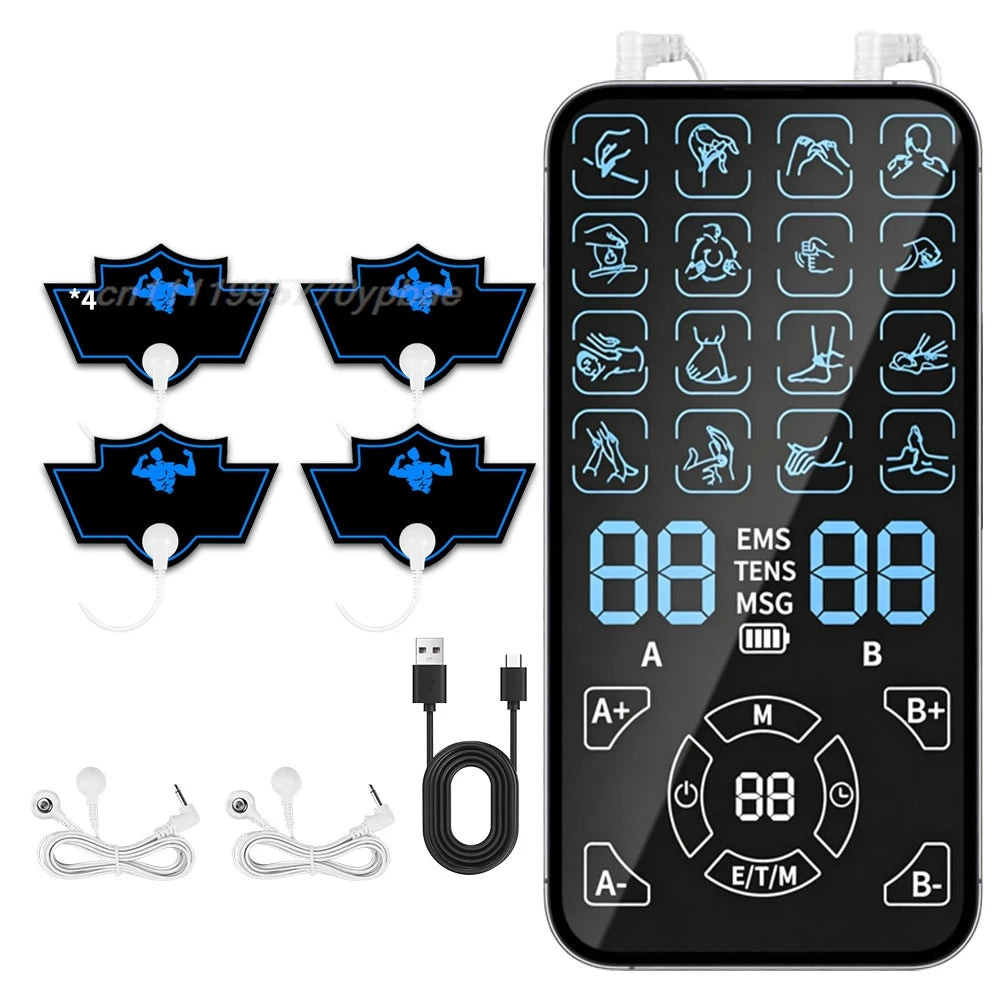Rechargeable Dual-Channel TENS/EMS Massager, 16 Modes