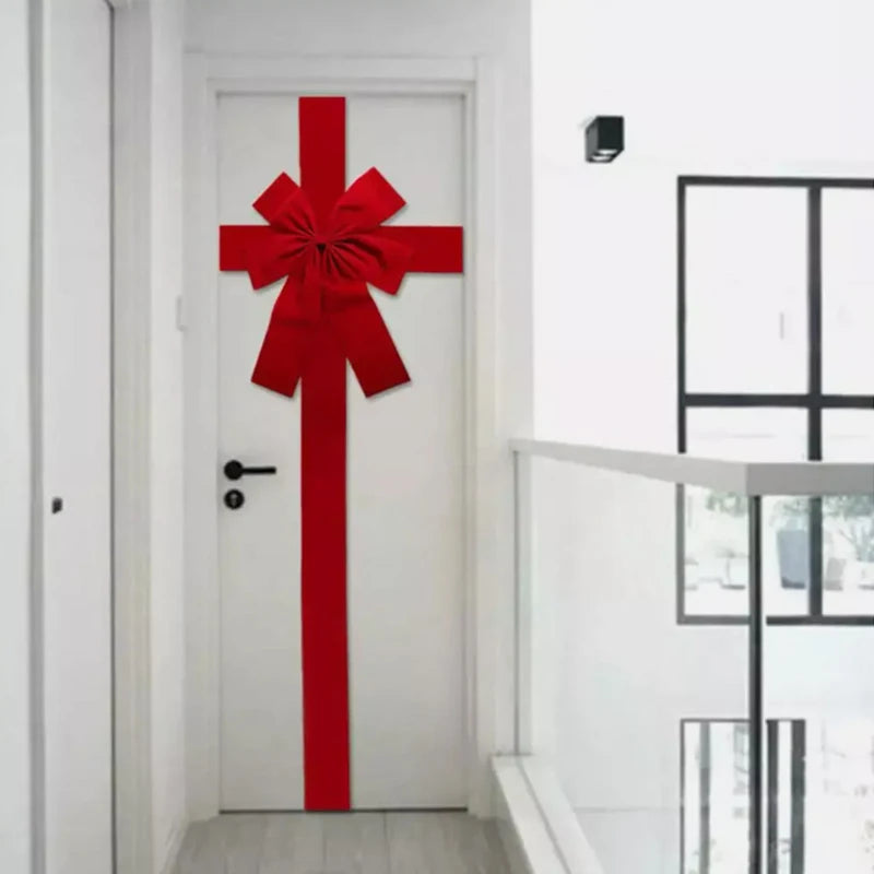 Christmas Large Red Organza Bow Front Door Hanging Decor DIY Xmas Gift Ready Made Bow for Wedding New Year Ribbon Bow