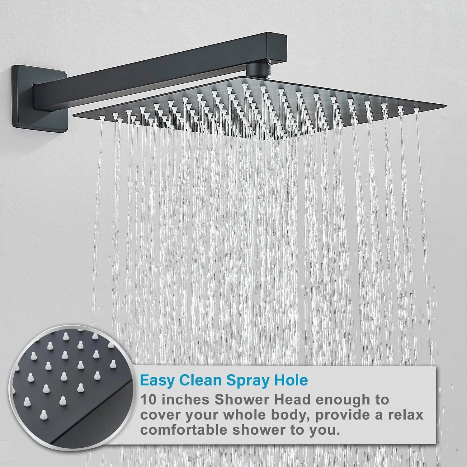 Matte Black Concealed Shower System with Rainfall Head & Tub Spout