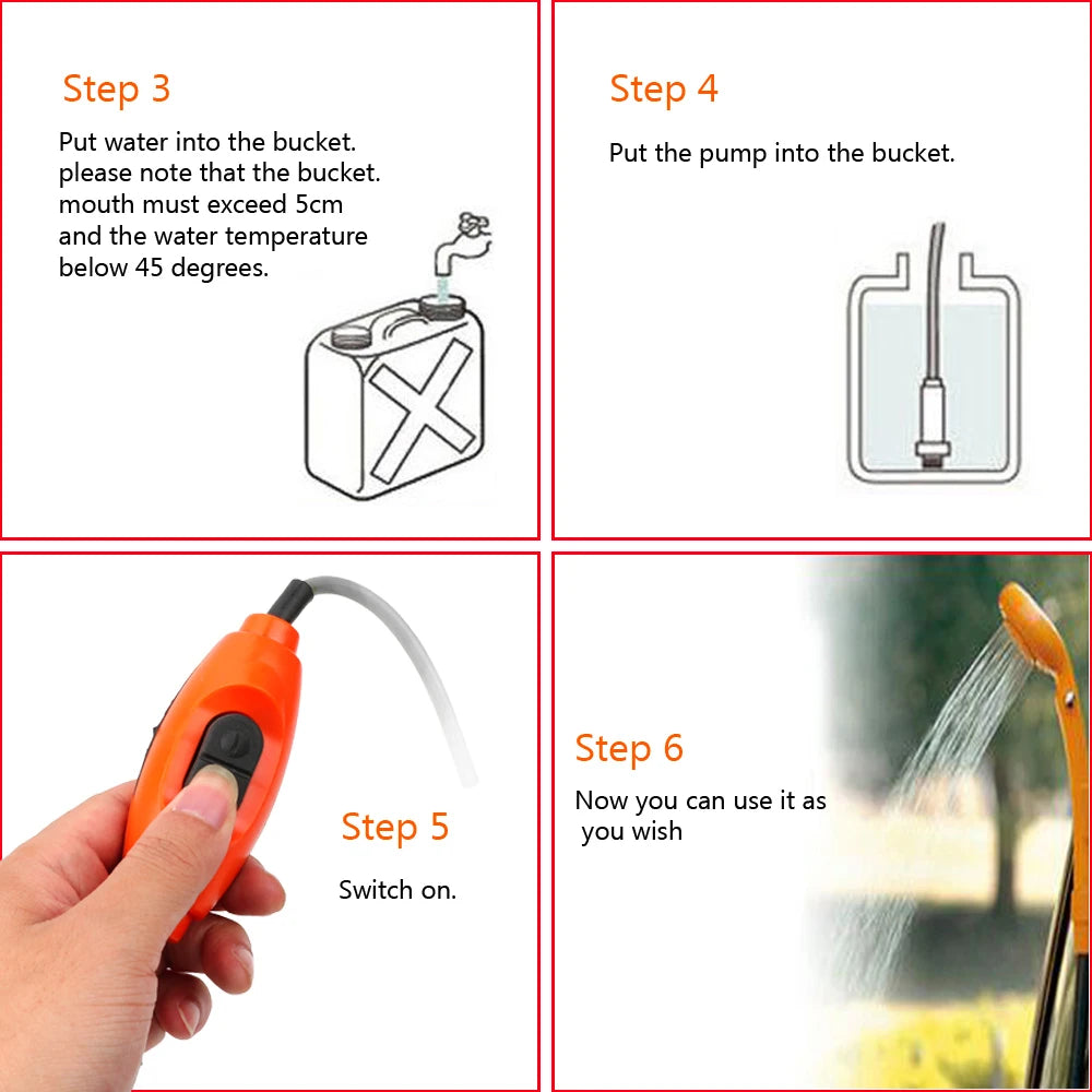 12V RV Caravan Shower With Pipe Pump Cigar Lighter Power Adapter Car Washer Outdoor Camping Travel Washing Nozzles Universal