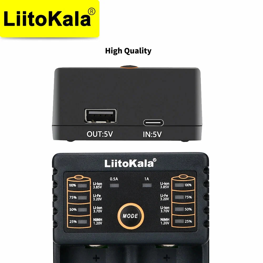 Lii-202 smart batterilader med USB-inngang