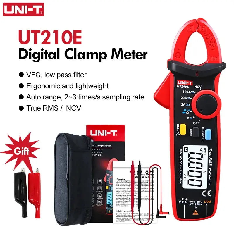 UNI-T UT210E Digital AC DC Current Clamp Meter True RMS Pliers Ammeter Voltage Tester Multimeter Resistance Frequency Meter Spy-shop.com