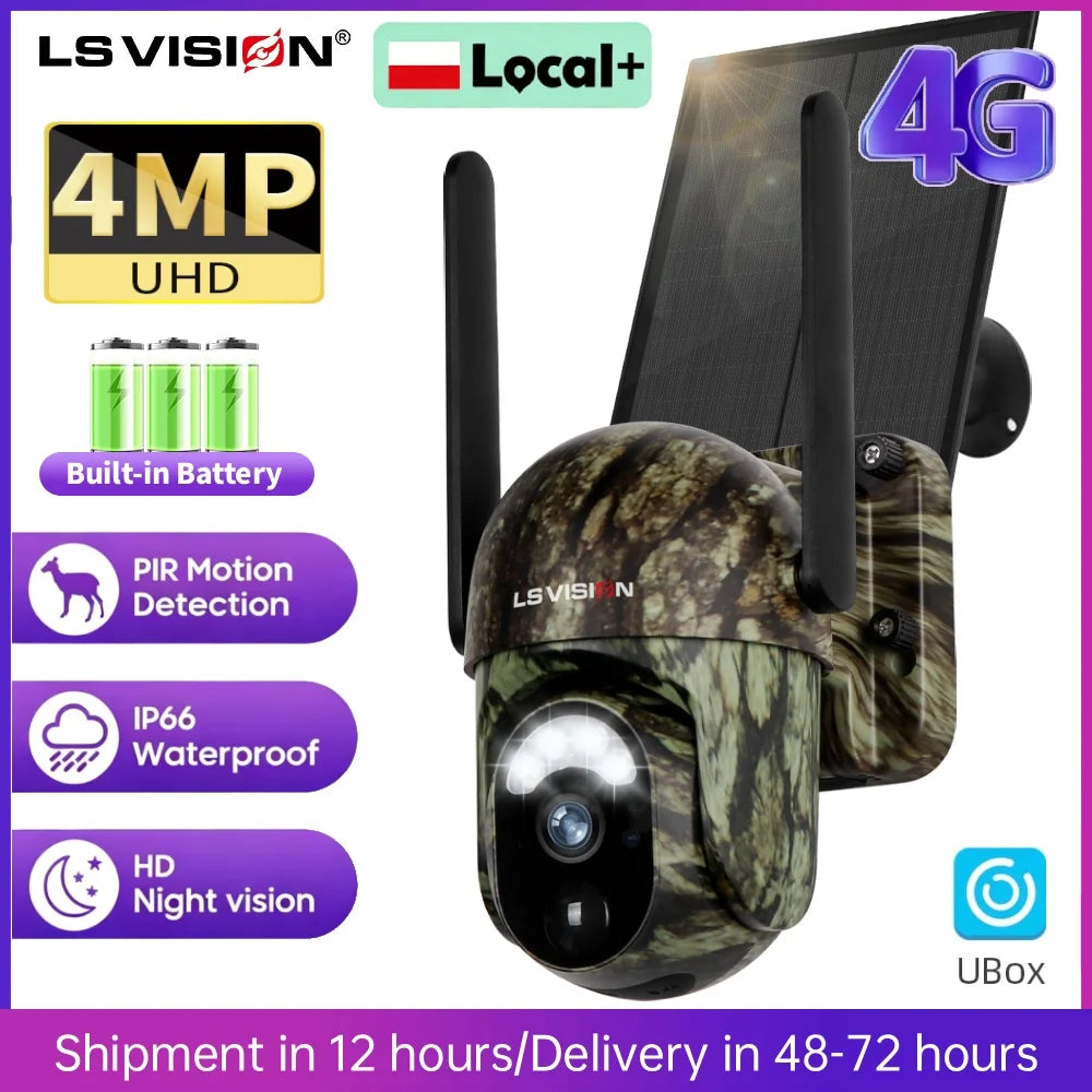 4MP 4G Solar Outdoor Security Camera with PTZ and Night Vision