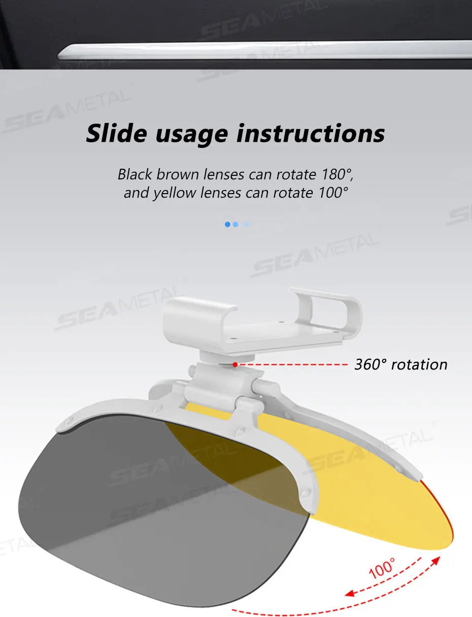 SEAMETAL Flip-On Car Sun Visor Polarized Lens Summer Anti-Glare Driving Goggle Universal UV-Blocking Sunshade Night Vision Lens