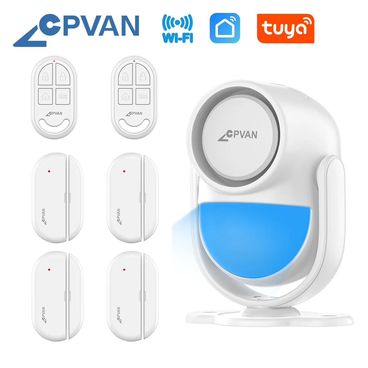 CPVAN Smart RV Alarm System With remote control and door sensor wireless WIFI Tuya Motion sensor Alarm 120dB motion detector