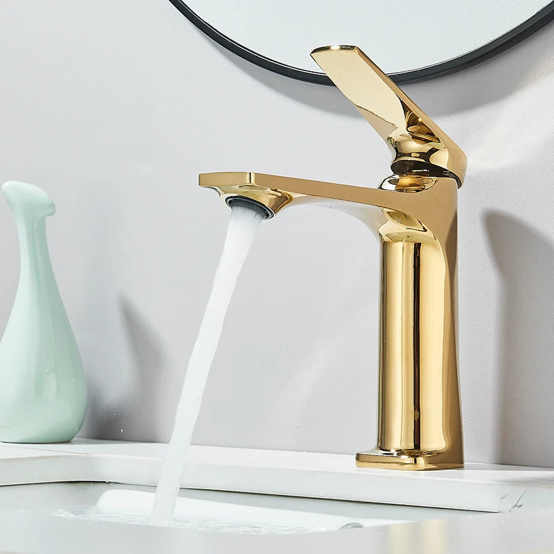 Gun Grey Modern Bathroom Sink Faucet Single Handle Deck Mounted Wash Basin Water Tap Hot And Cold Mixer