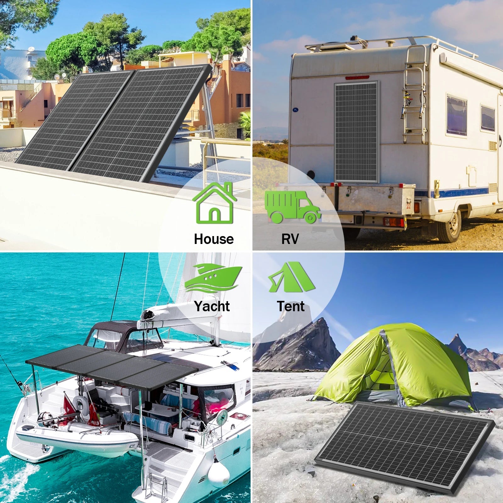 WERCHTAY 12V 200W Rigid Solar Panel 18BB N-Type Solar Cells Monocrystalline Silicon Waterproof Solar Panel Camping/Home/RV