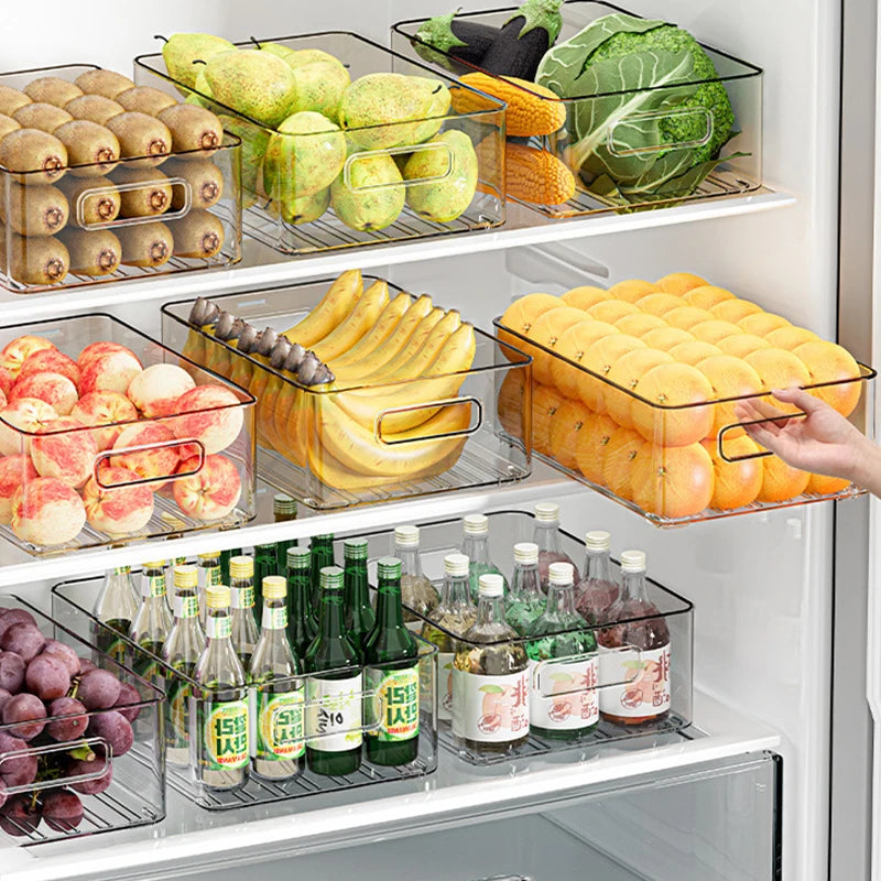 Stackable Clear Storage Bins with Lids for Fridge and Pantry