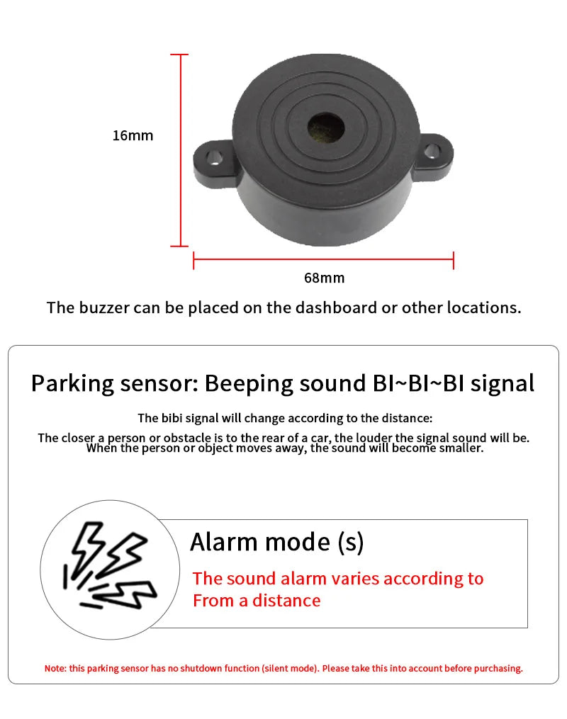 Rearview Mirror Parking Sensor System with 4 Radar Probes