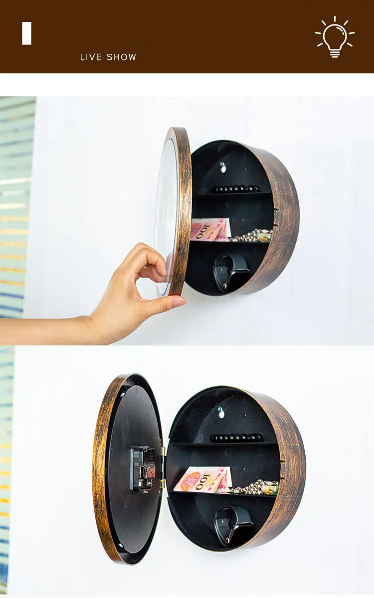 Horloge murale cachée avec coffre-fort et rangement secret pour argent liquide et objets de valeur