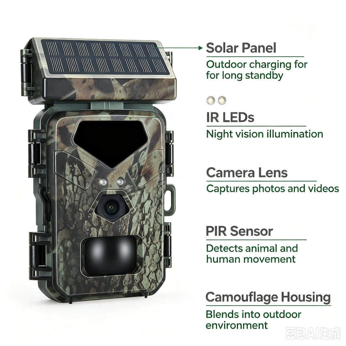 Mini Solar Trail Camera, 20MP 1080P Night Vision IP65 Waterproof, 0.5s Trigger Deer Scouting Wildlife Monitoring Outdoor - Spy-shop.com