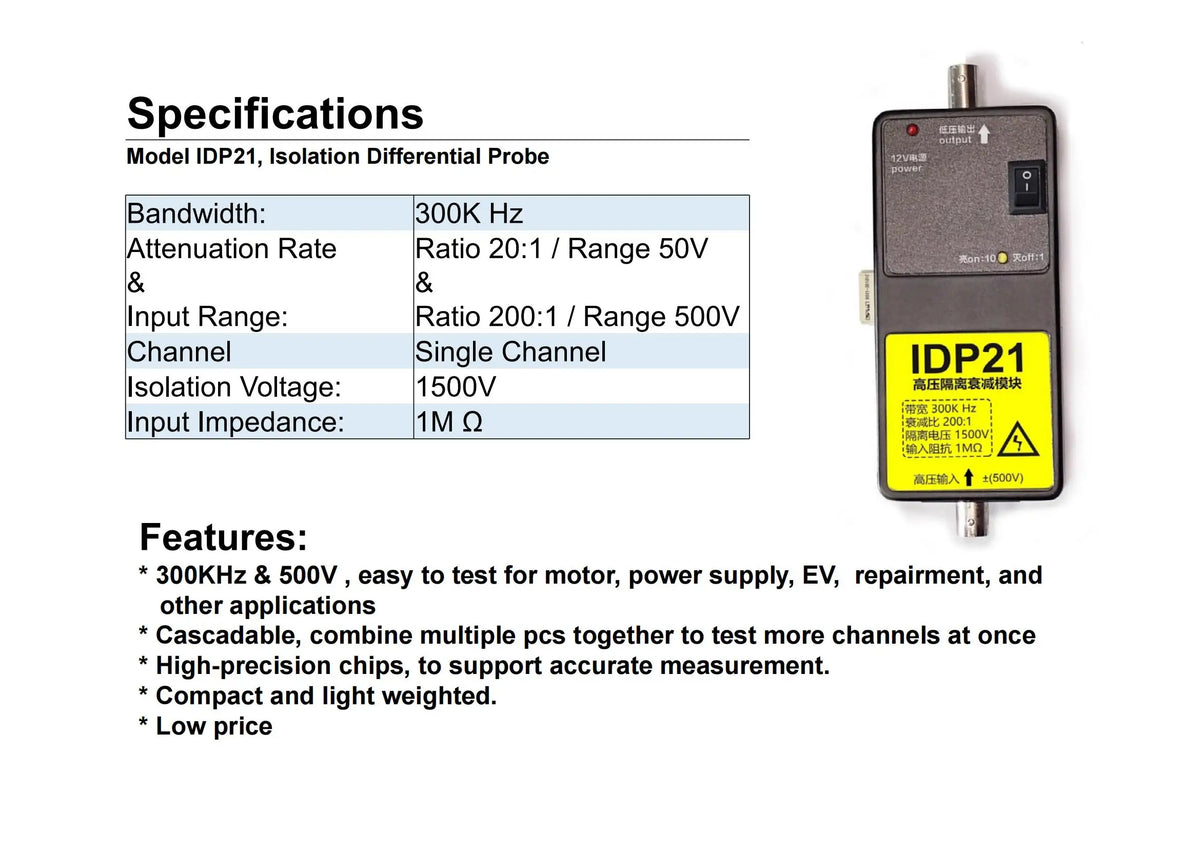 IDP21 Oscilloscope Differential Probe