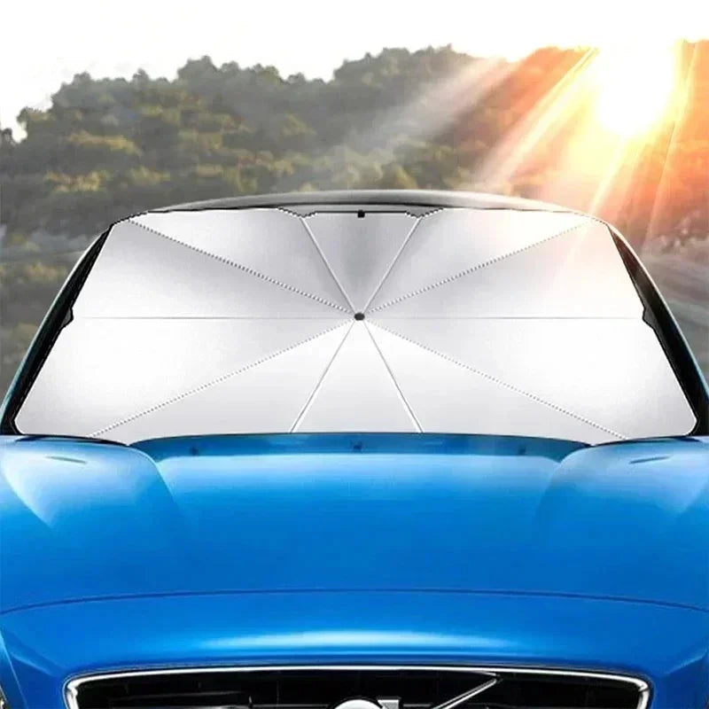 Foldable Umbrella-Style Windshield Sunshade