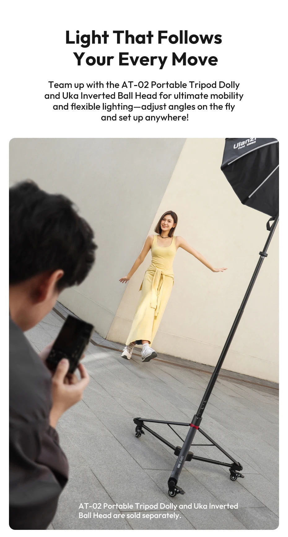 Ulanzi AT-05 2M Heavy Duty Light Stand Foldable Tripod with 1/4" Universal Mount for Photography Video Lights Cameras Livestream