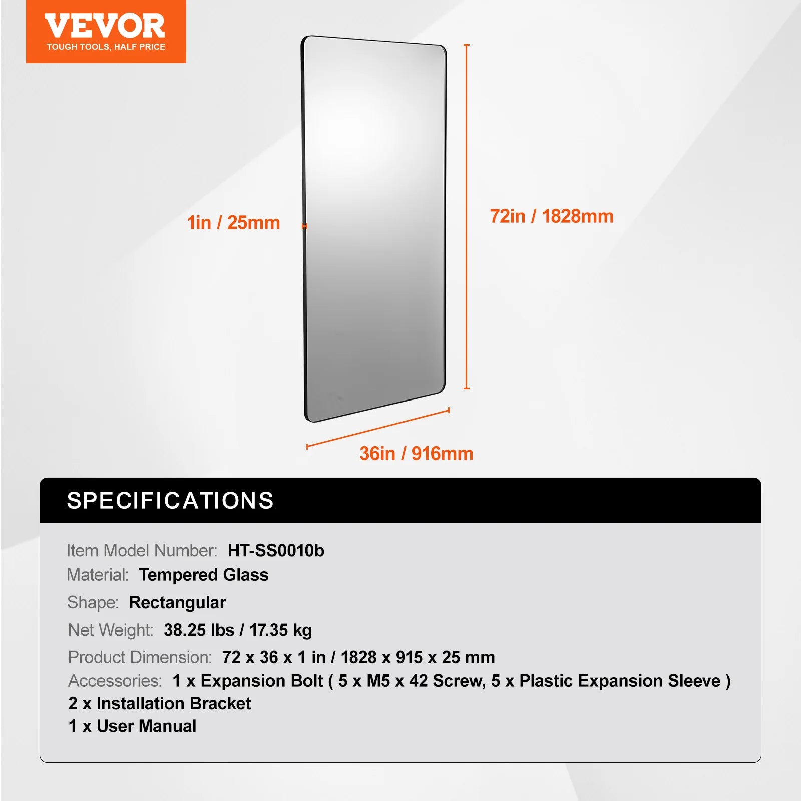 Wall Mounted Makeup Mirror with Aluminum Alloy Frame and Shatter-Resistant Film