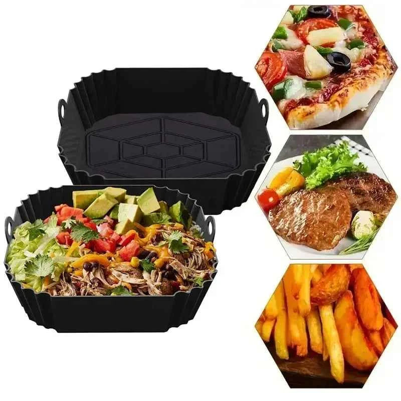 Silicone Air Fryer Basket Liner, Round Square Reusable Pan Liner