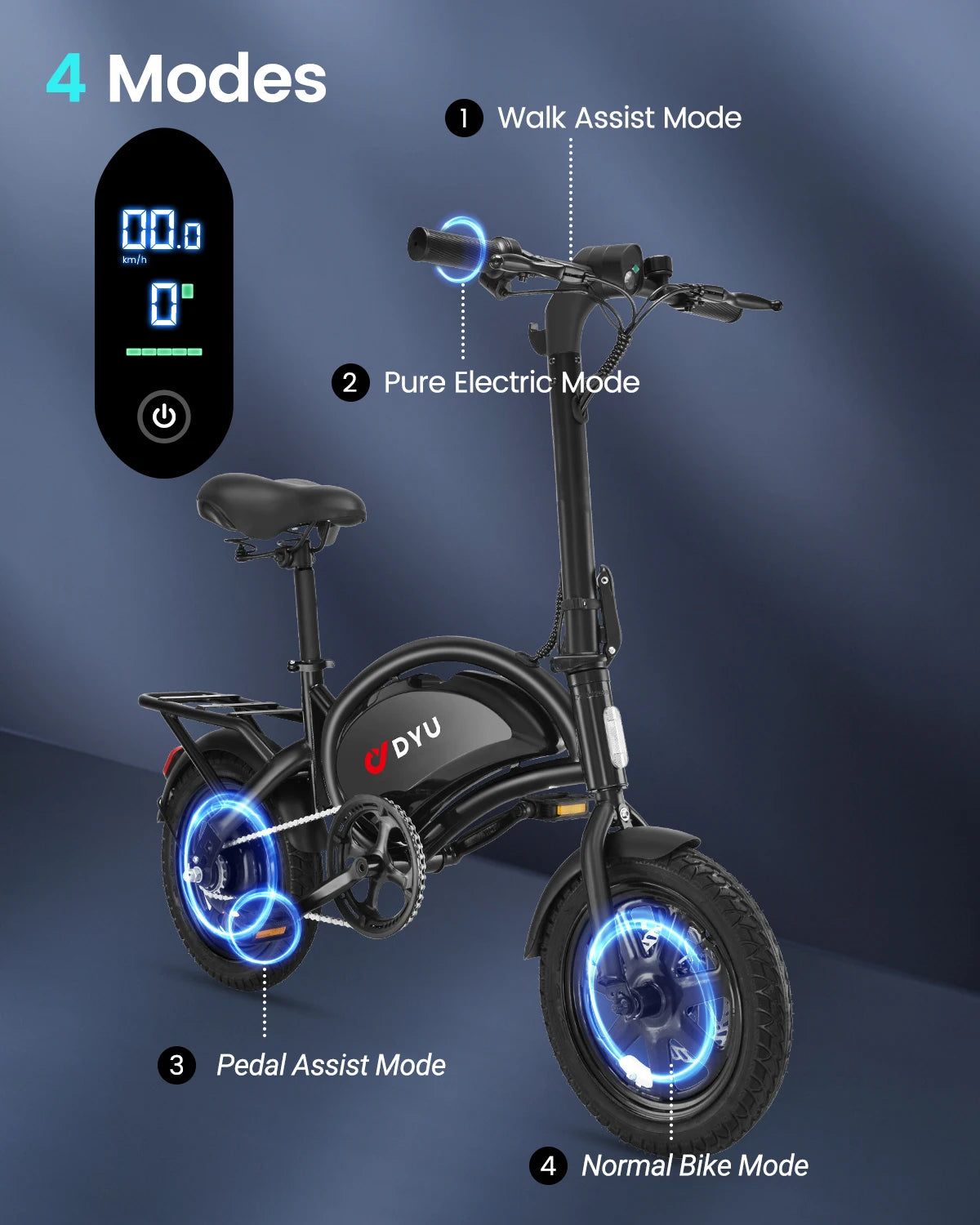 DYU D3F hopfällbar elcykel 20MPH 36V batteri kompakt elcykel