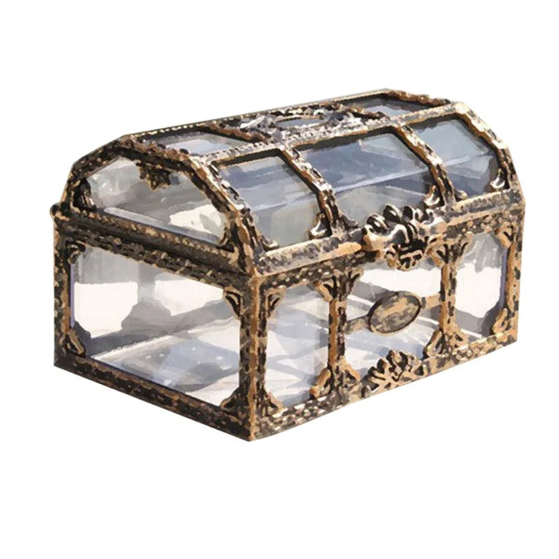 Plastic Transparent Pirate Treasure Box Crystal Gem Jewelry Box Storage Organizer Chest Treasure for Jewelry Gem Trinket Box