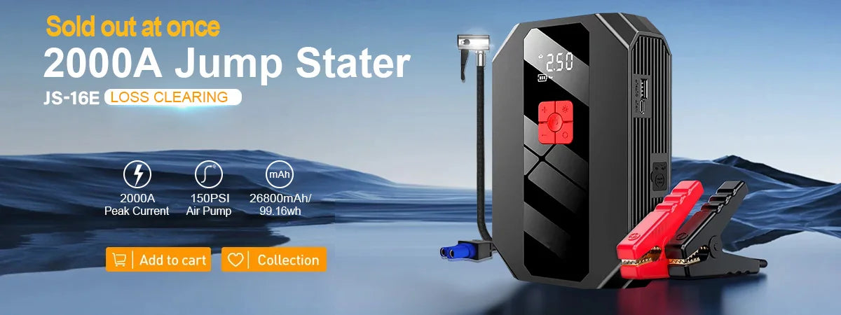 Avviatore portatile per batteria auto 1200A e power bank